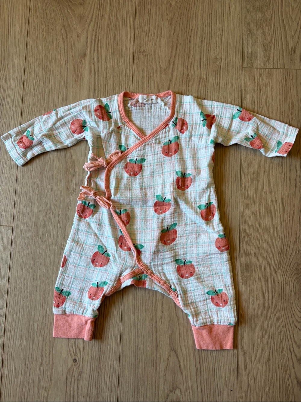 Angel Dear Baby Girl Peach Print One-Piece Romper - Peach